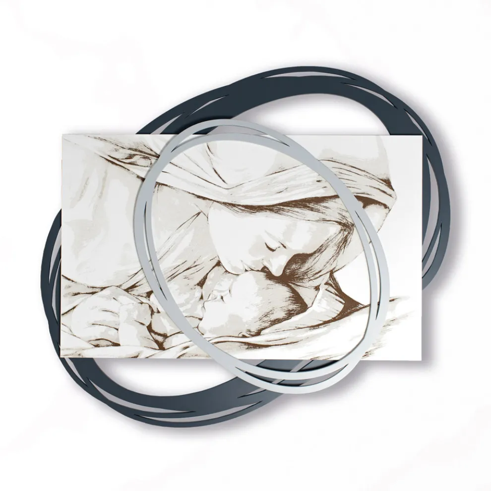 Lasergraviertes Bild mit Marias Kuss an Jesus, hergestellt in Italien – Sylvie