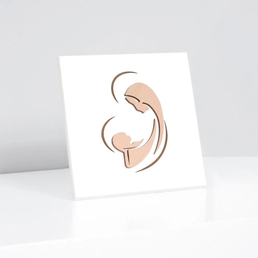 Lasergraviertes Bild von Maria und dem Jesuskind, hergestellt in Italien – Nigella