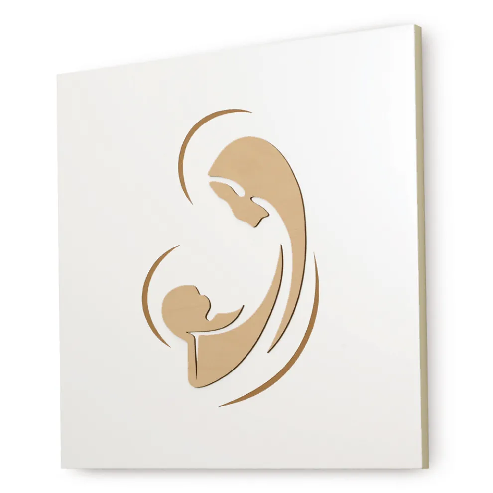 Lasergraviertes Bild der Madonna mit Kind, hergestellt in Italien – Bashira