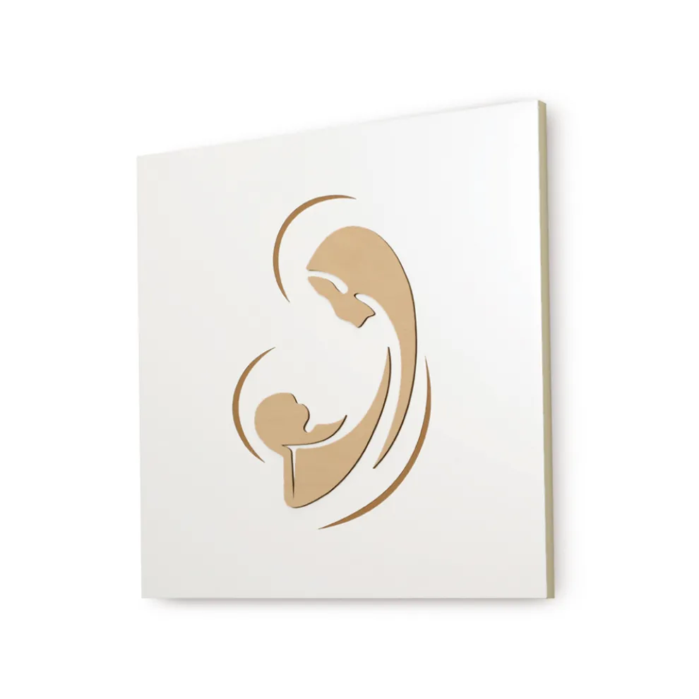 Lasergraviertes Bild der Madonna mit Kind, hergestellt in Italien – Bashira