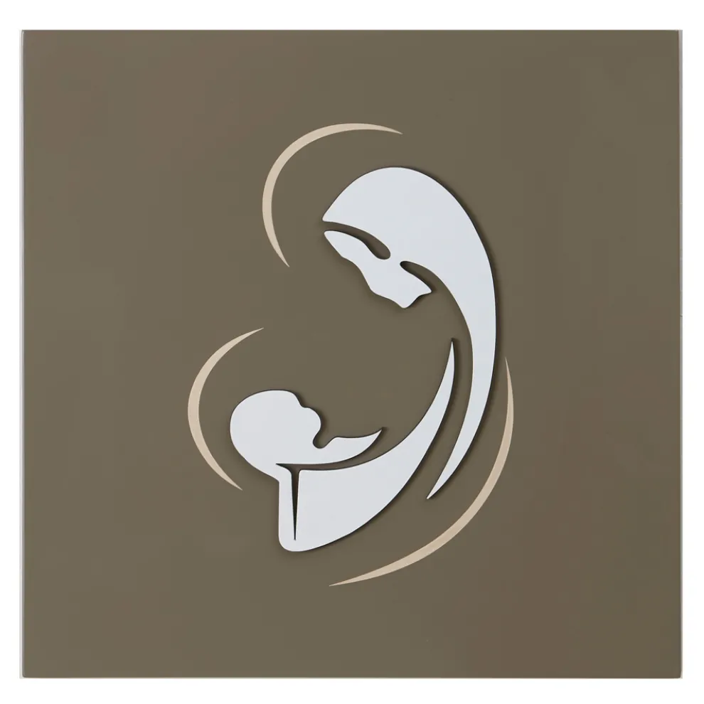 Lasergraviertes Bild der Madonna mit Kind, hergestellt in Italien – Bashira