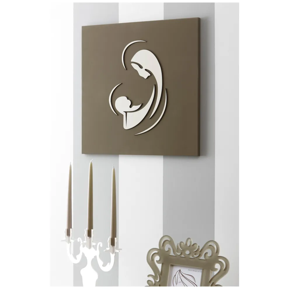 Lasergraviertes Bild der Madonna mit Kind, hergestellt in Italien – Bashira