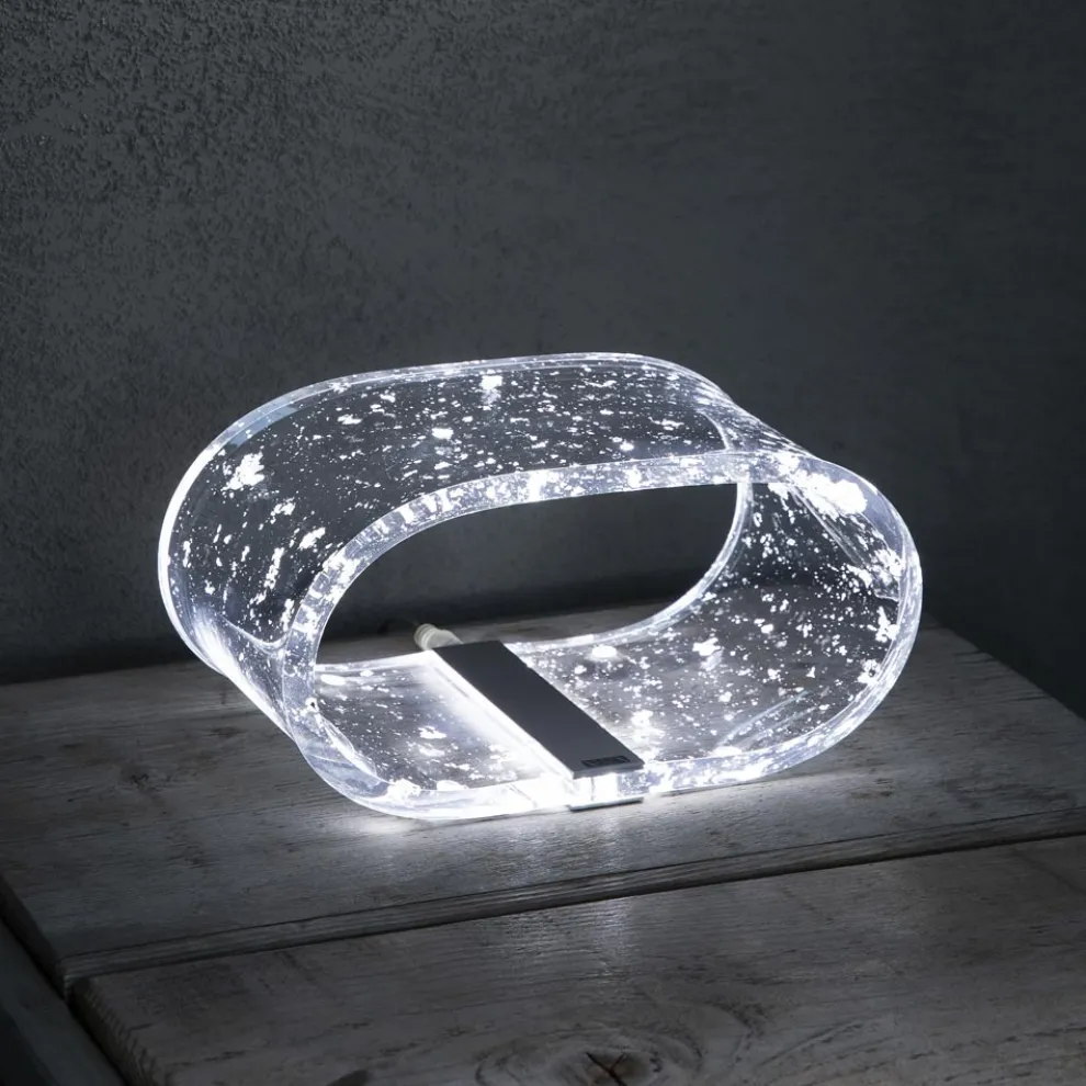LED Acryl Kristall Tischlampe Gold, Silber, Kupferblatt - Gnassi