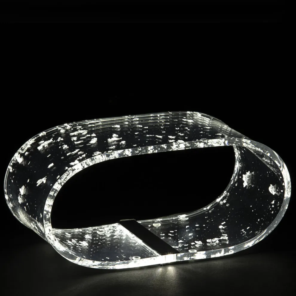 LED Acryl Kristall Tischlampe Gold, Silber, Kupferblatt - Gnassi