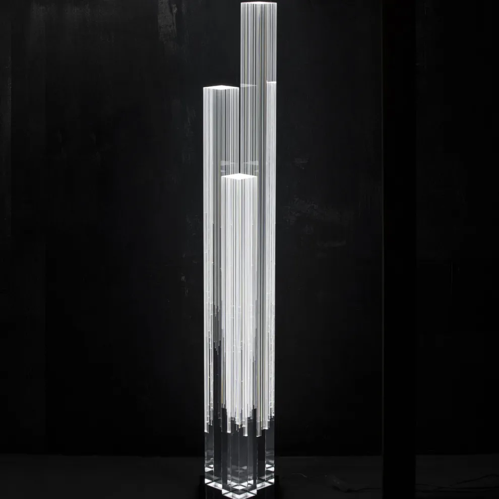 Led Kristall Stehlampe Satin Acryl Design Triptychon - Crystol