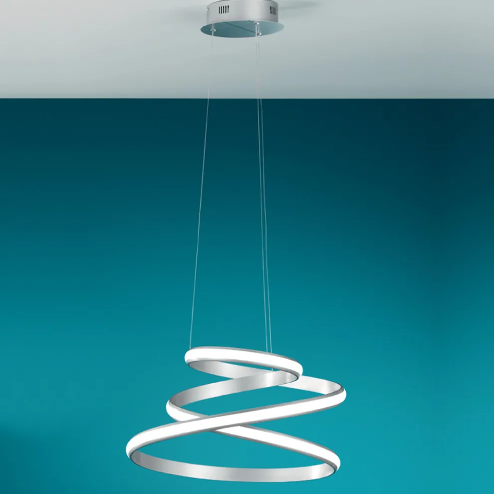 LED Pendelleuchte aus weiß oder silber lackiertem Metall - Rivolta