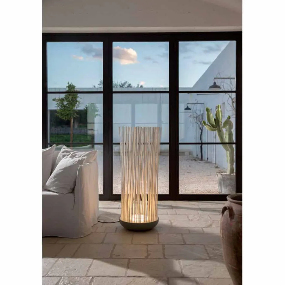 LED Stehleuchte aus grauem Technopolymer und weißen PVC-Stäben - Touch