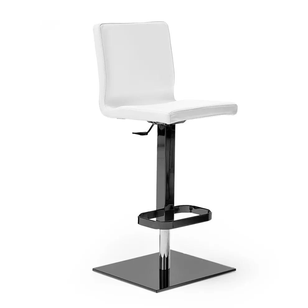 Lederhocker mit drehbarem Gaslift, hergestellt in Italien – Schmuck