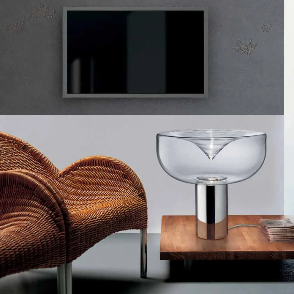 Leucos Aella Tischlampe RGB Led in modernem Design aus Kristallglas