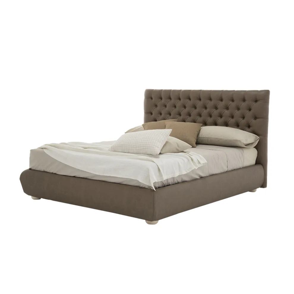 Klassisches Doppelbett mit Box aus Stoff oder Kunstleder Made in Italy - Libanon