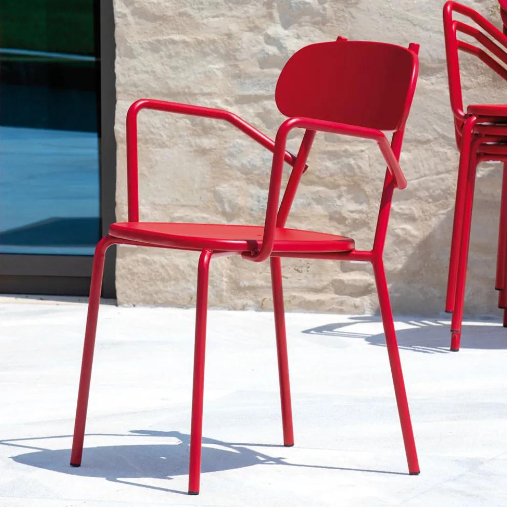 Gartenstuhl aus Metall mit Armlehnen Made in Italy 4 Stück - Pixie