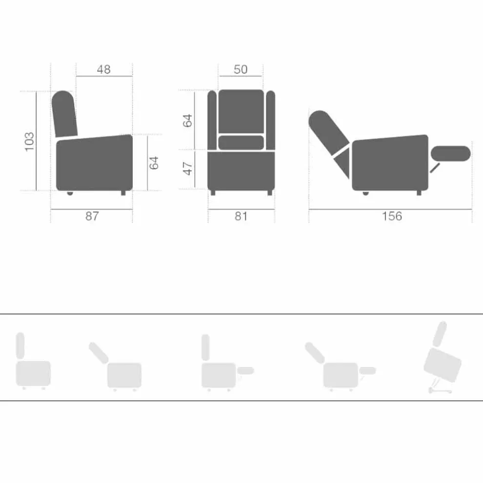 Lift Relax Armchair mit 2 Motoren Lift Relax Räder, Made in Italy - Marlene