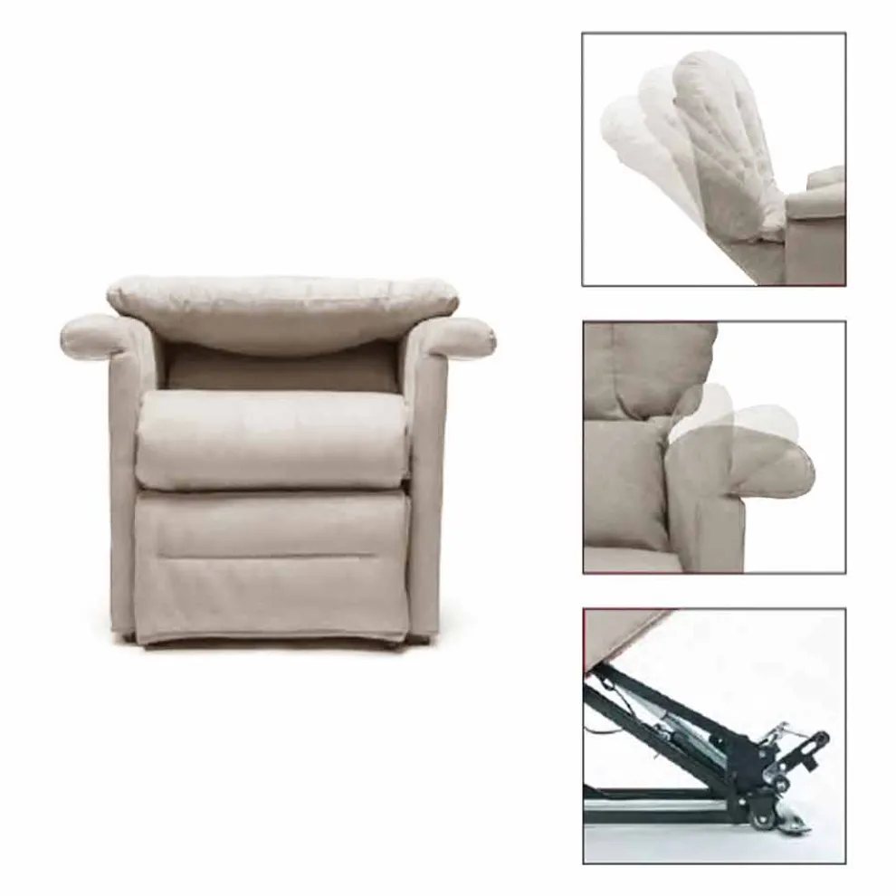Lift Relax Liegesessel mit 2 Motoren mit Rädern, Made in Italy - Isabelle