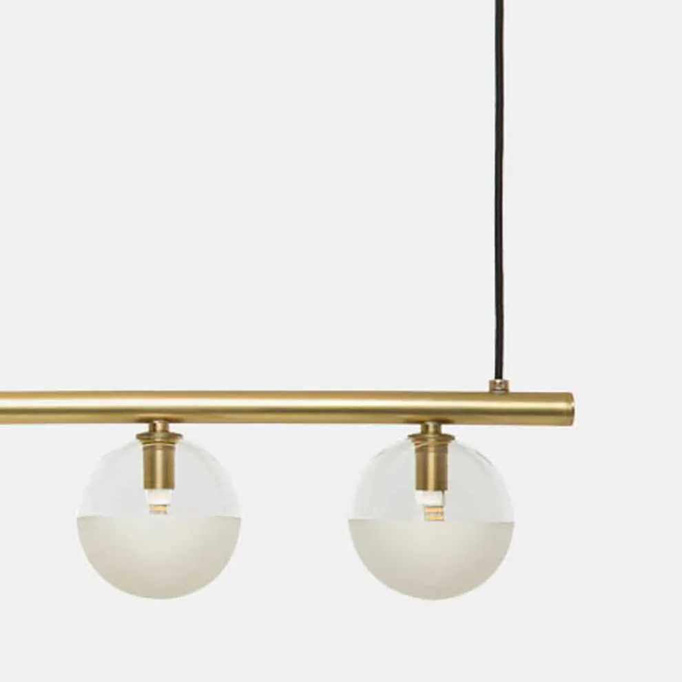 Lineare Pendelleuchte 4 Lichter Naturmessing und Glas - Molecola von Il Fanale
