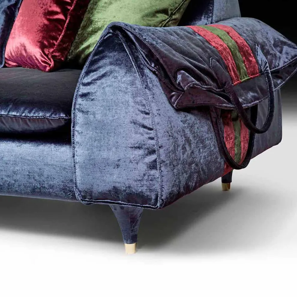 Lineares Sofa Axel mit Stoffbezug und Armlehnen mit Stauraum storage