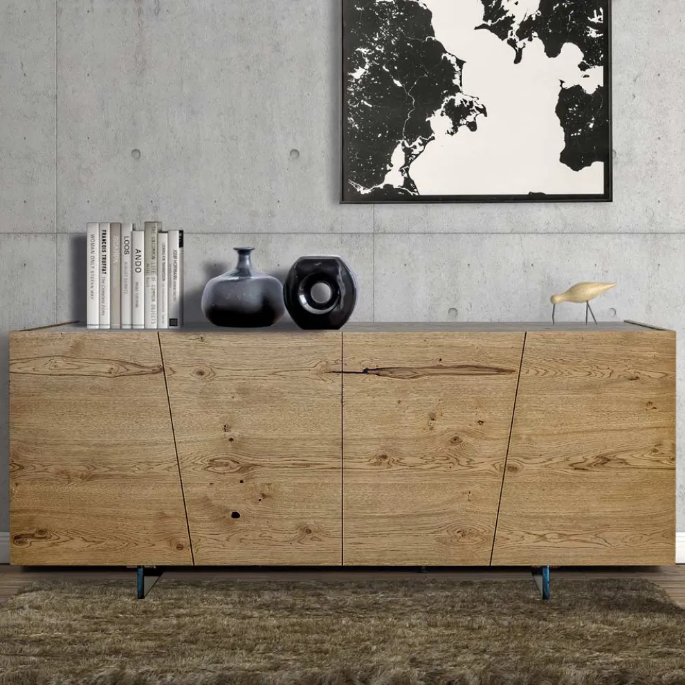 Living Sideboard mit 4 Türen aus Massivholz Made in Italy - Khal