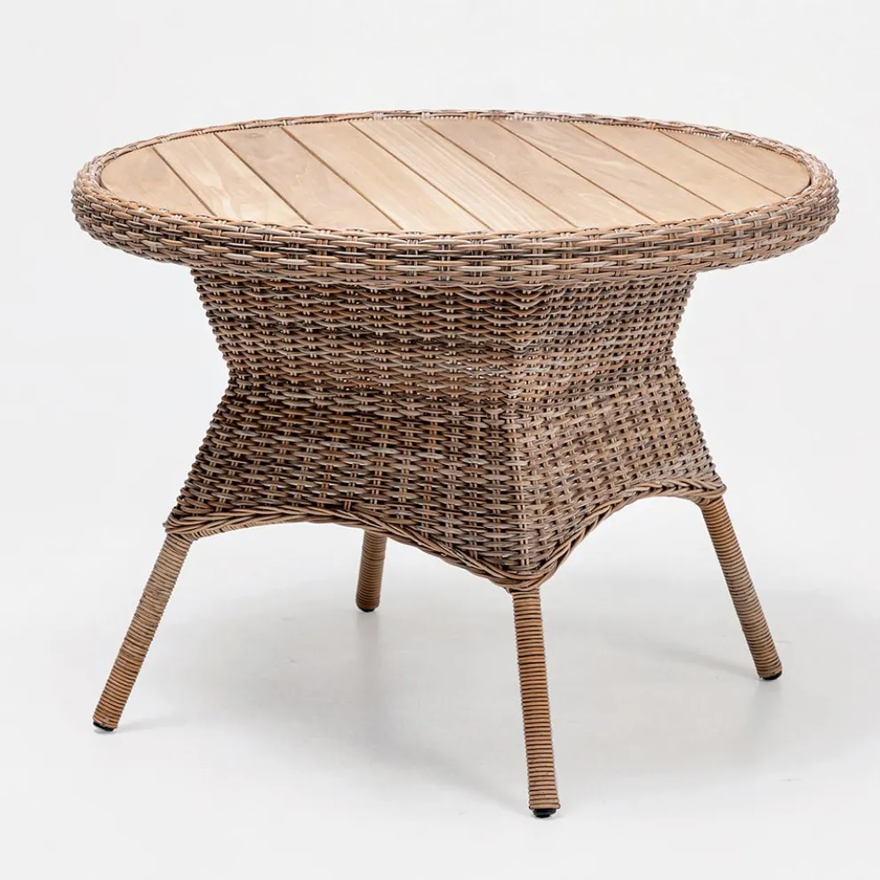 Esstisch für den Außenbereich mit breiter natürlicher Teakholzplatte - Melina