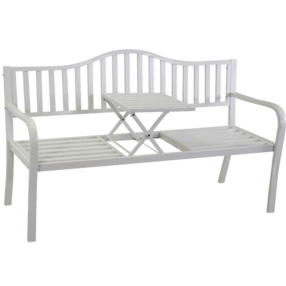 Außenbank aus Metall mit einziehbarem Tisch - Graffetta