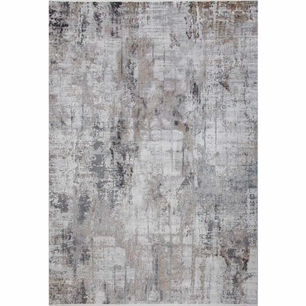 Rutschfester Teppich in Grau-Beige-Viskose und Acrilic mit Zeichnung - Präsident