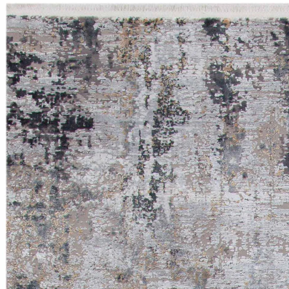 Rutschfester Teppich in Grau-Beige-Viskose und Acrilic mit Zeichnung - Präsident