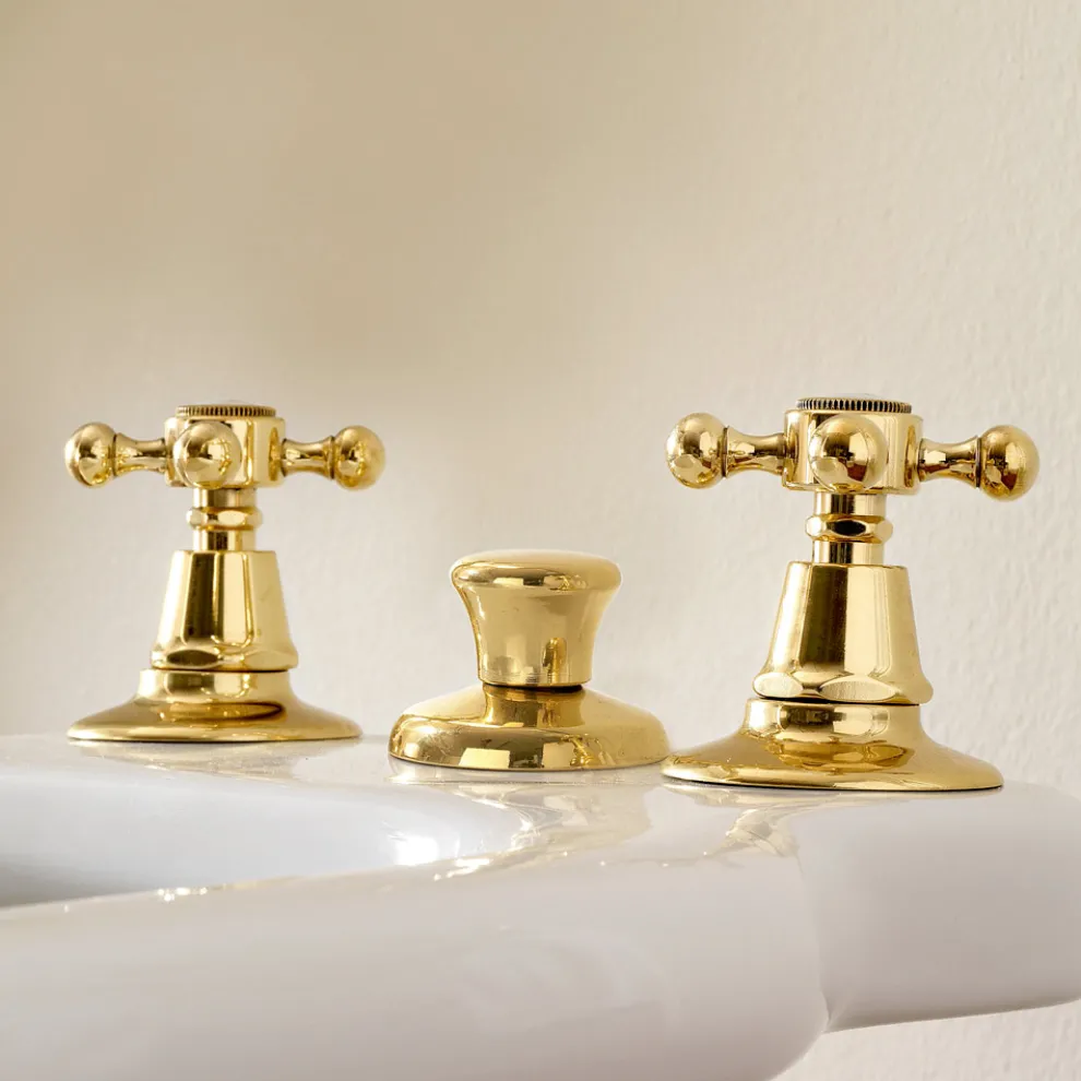 3-Loch-Bidetarmaturen aus Messing Made in Italy, Vintage-Stil - Ursula