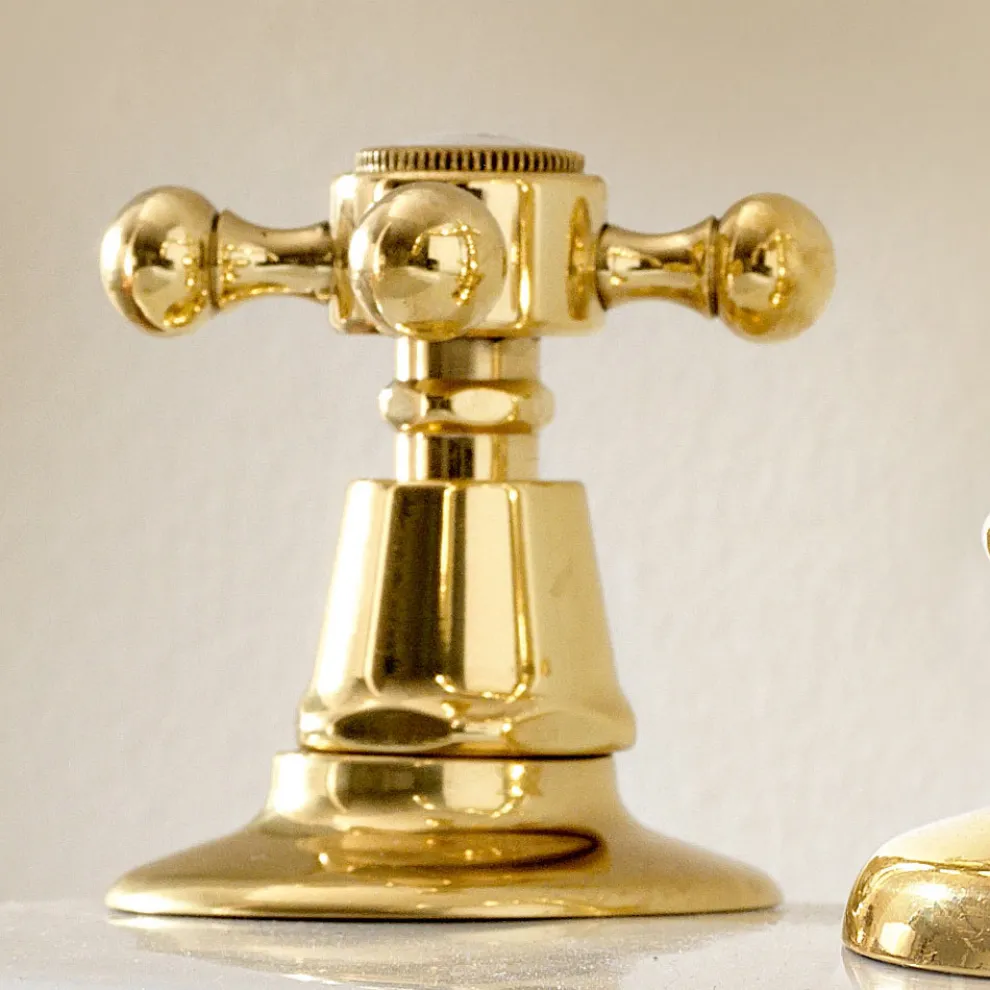 3-Loch-Bidetarmaturen aus Messing Made in Italy, Vintage-Stil - Ursula