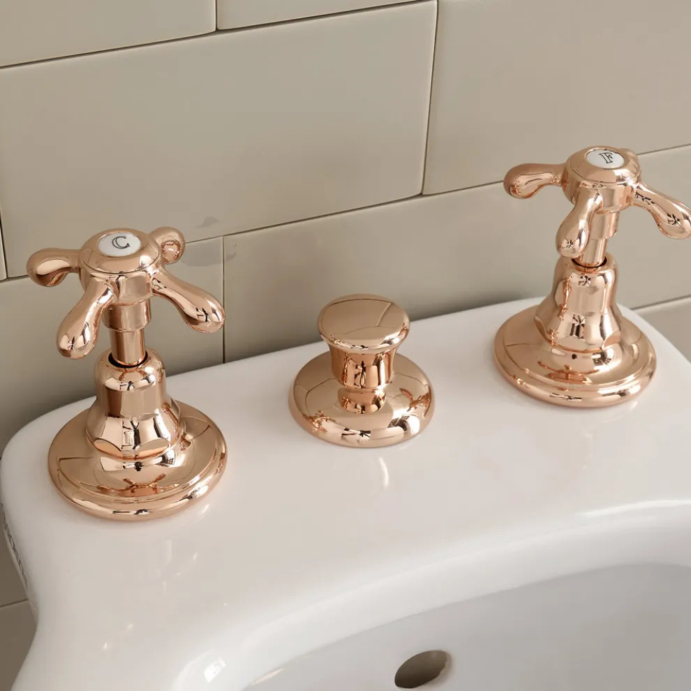 3-Loch-Bidetarmaturen, interne Lieferung, in Vintage-Messing - Klarisa