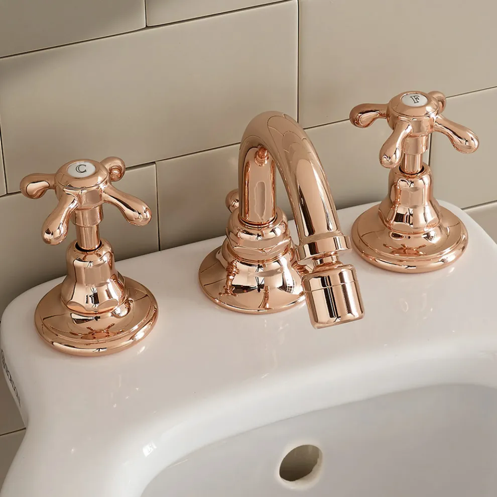 3-Loch-Bidetarmaturen im Vintage-Stil aus Messing Made in Italy - Klarisa