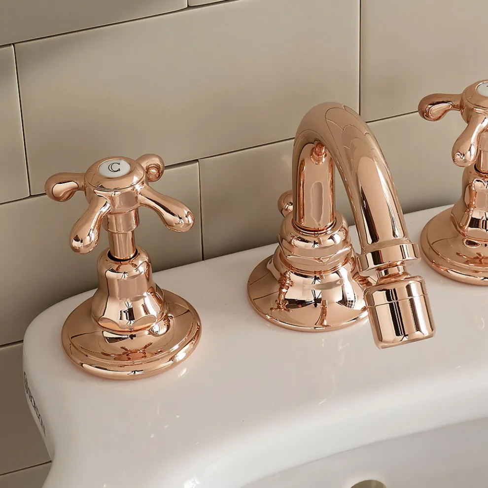 3-Loch-Bidetarmaturen im Vintage-Stil aus Messing Made in Italy - Klarisa