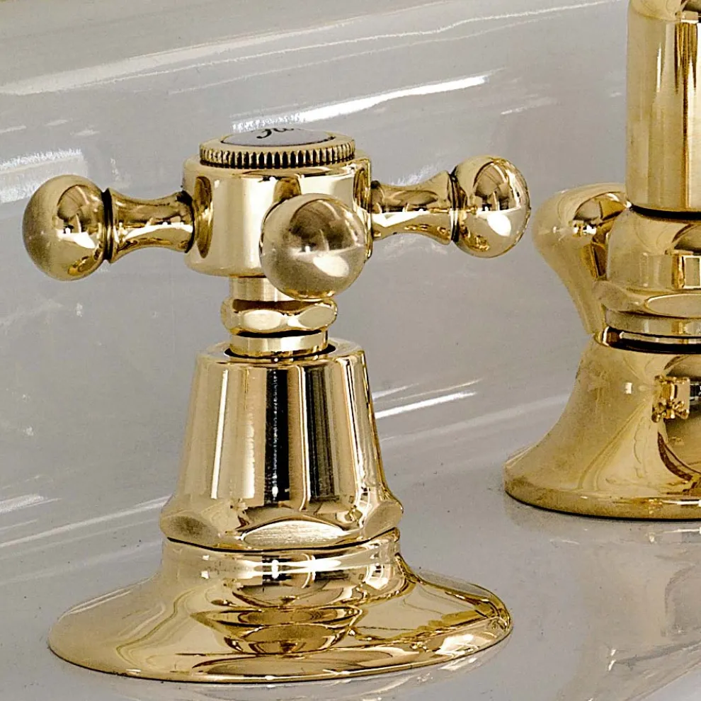 3-Loch-Waschtischarmatur aus Messing im Vintage-Design Made in Italy - Ursula