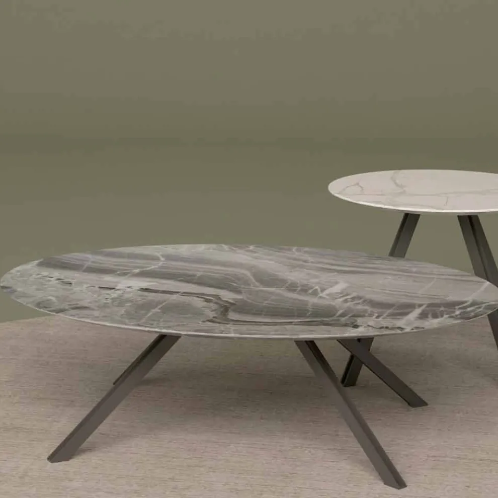 Lounge-Tisch aus Orobico- oder Calacatta-Marmor und Metall Made in Italy - Sirena