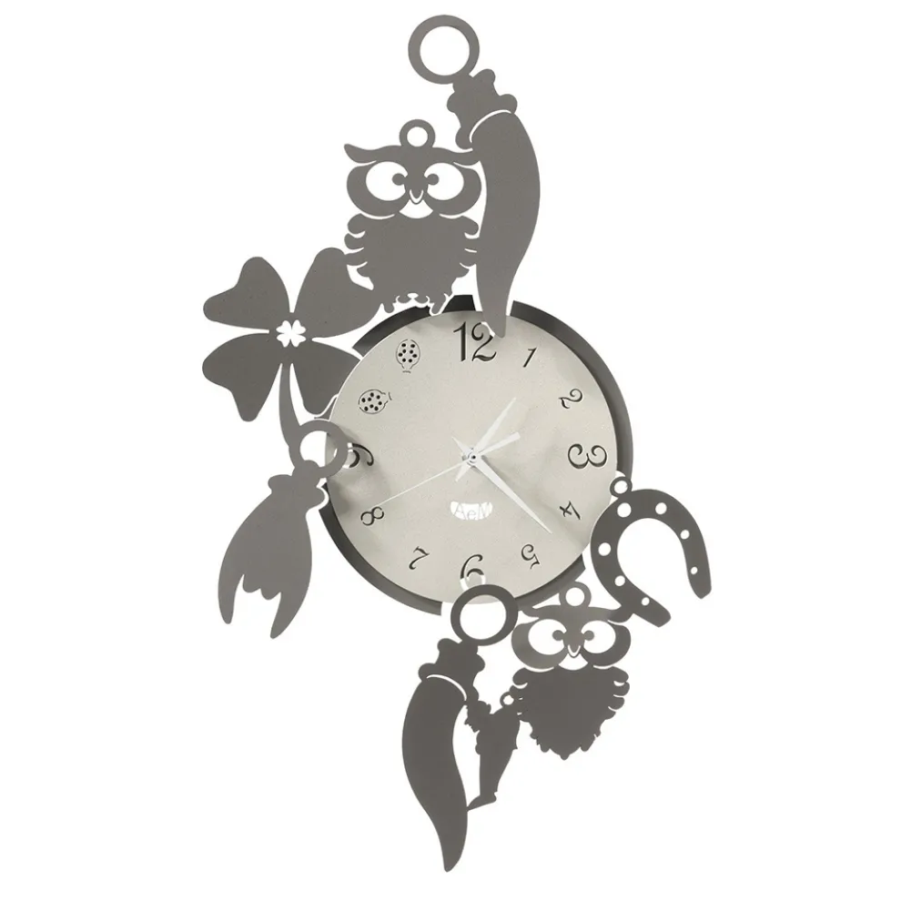 Runde Design-Wanduhr aus Eisen mit Fortuna-Dekorationen - Tibio