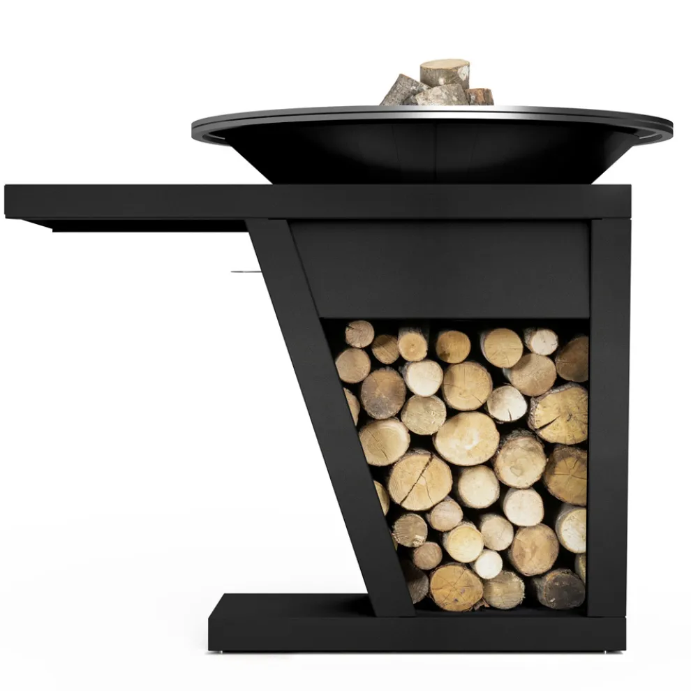 Barbecue  mit Feuerbetrieb, Kochplatte und Holzhalterung - Giorgione