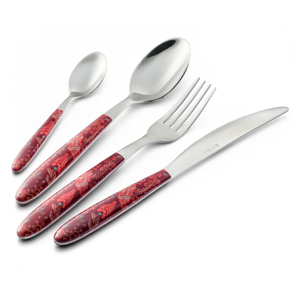 Stahl- und Kunststoffbesteck Coloured Arabesque Decor 24 Stück - Alessandra