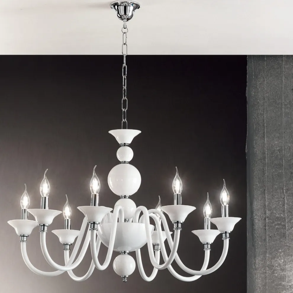 Luxuriöser italienischer handgefertigter Kronleuchter aus Glas mit 8 Lichtern - Achtsam