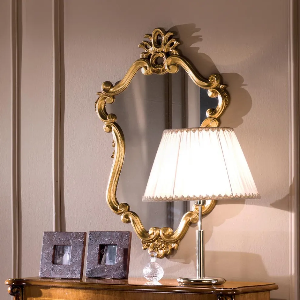 Luxuriöser Spiegel mit Blattgoldrahmen Made in Italy - Precious