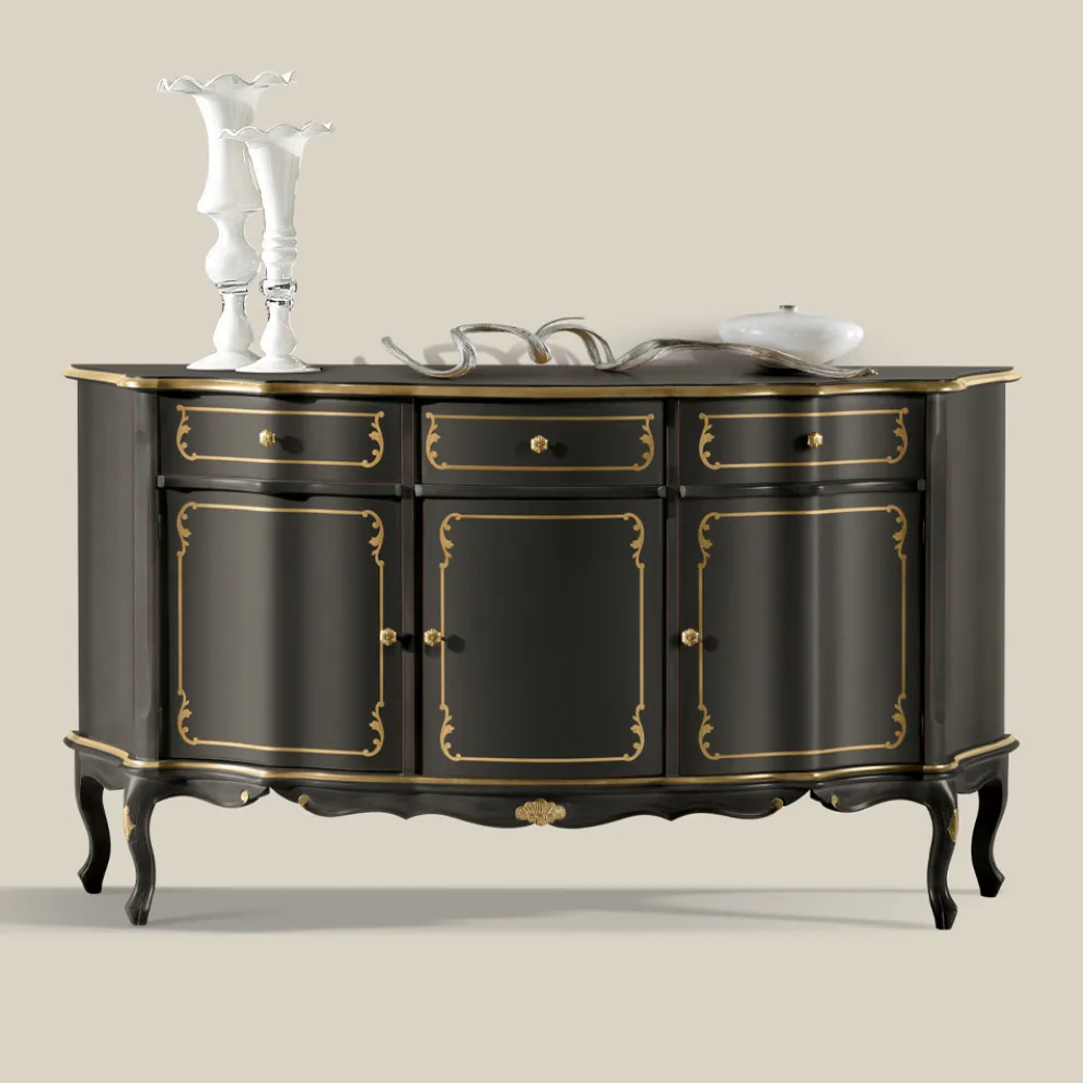 Luxuriöses Sideboard mit 3 Türen und 3 Holzschubladen Made in Italy - Leonor