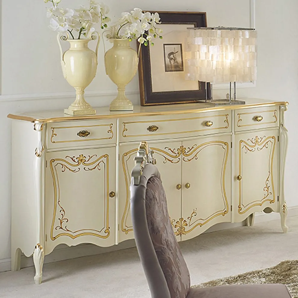 Luxuriöses Wohnzimmer-Sideboard aus klassischem Made in Italy-Holz - Caligola
