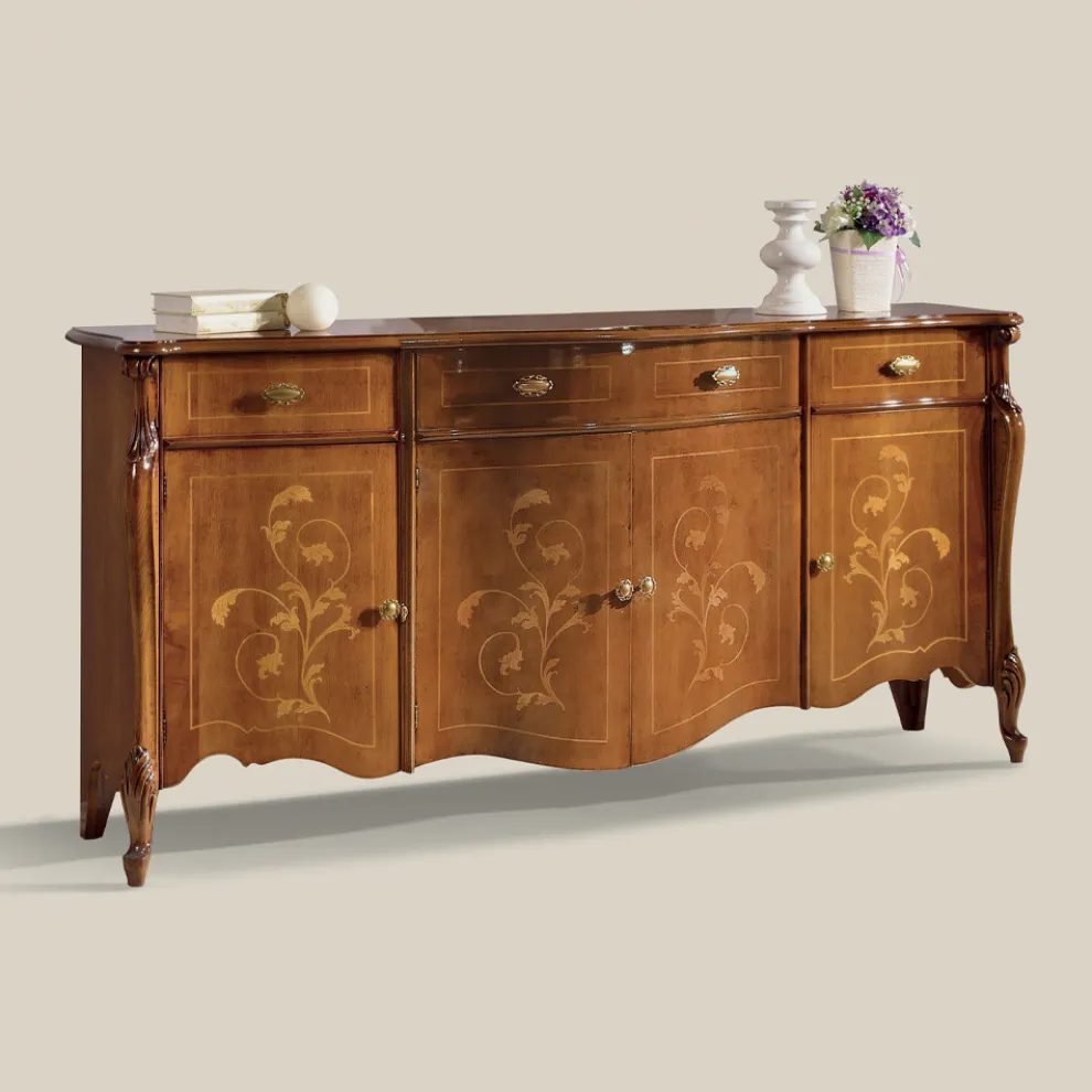 Luxuriöses Wohnzimmer-Sideboard aus klassischem Made in Italy-Holz - Caligola