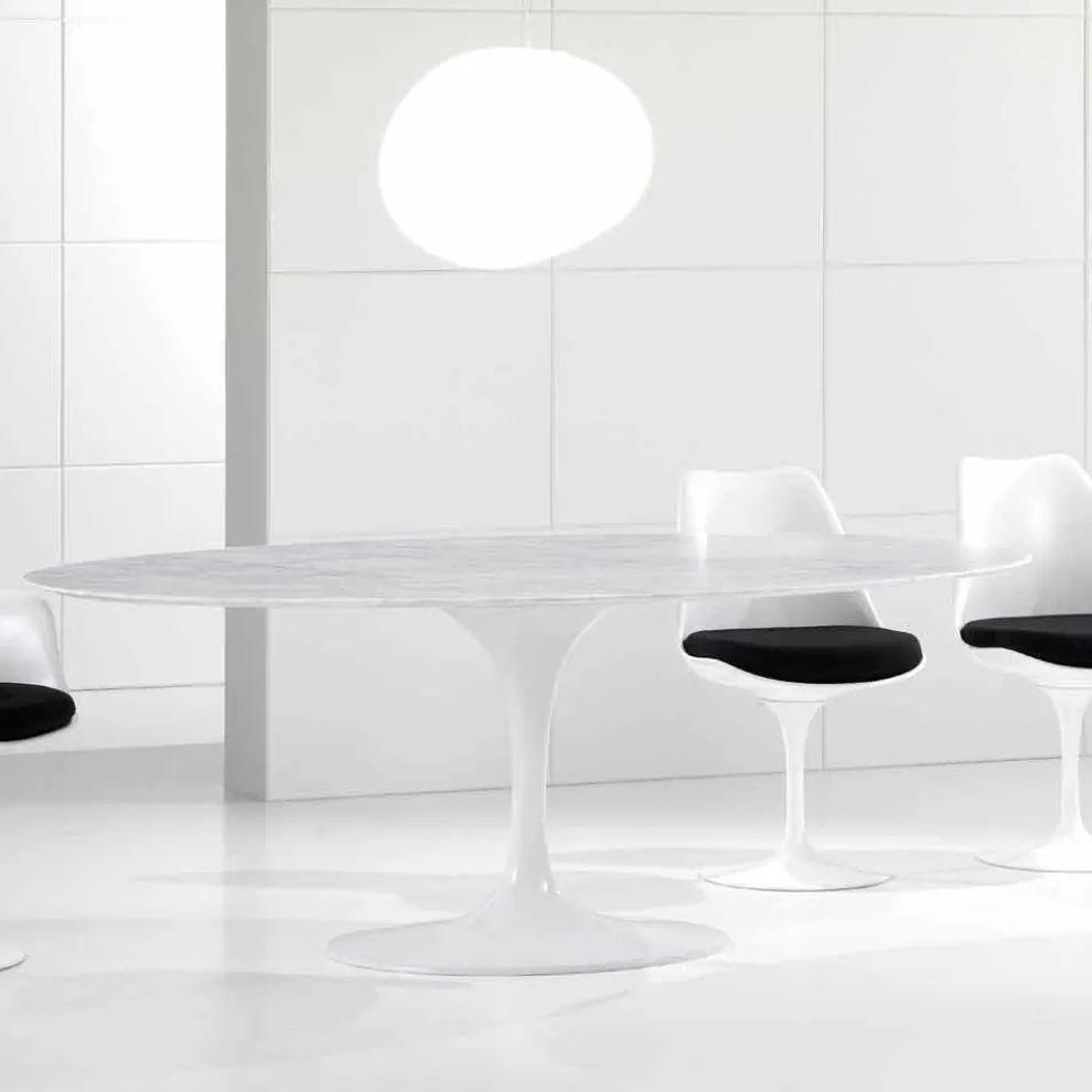 Luxus oval Esstisch, Carrara Marmorplatte, Made in Italy - Nero