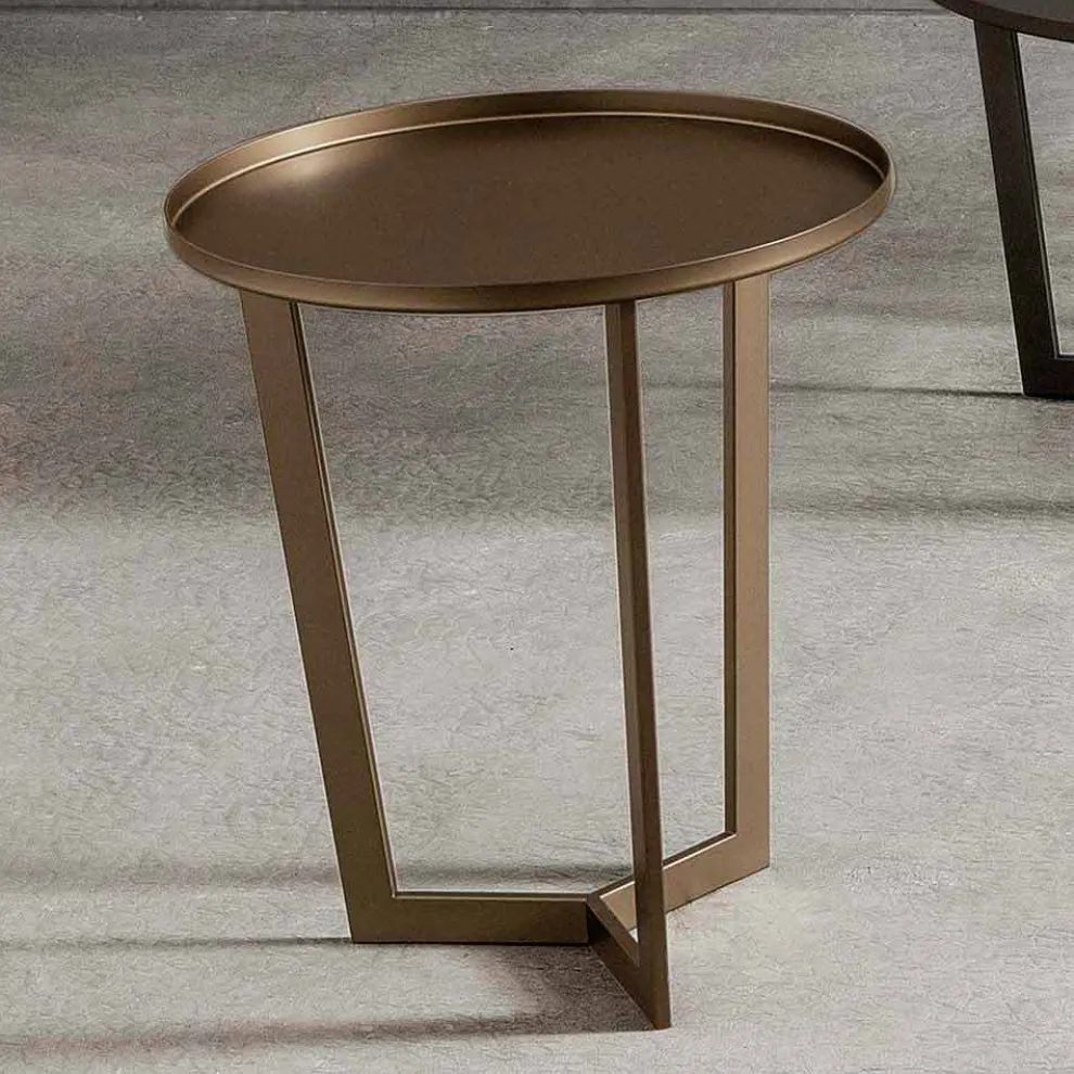 Luxus runder Couchtisch aus lackiertem Metall Made in Italy - Mina