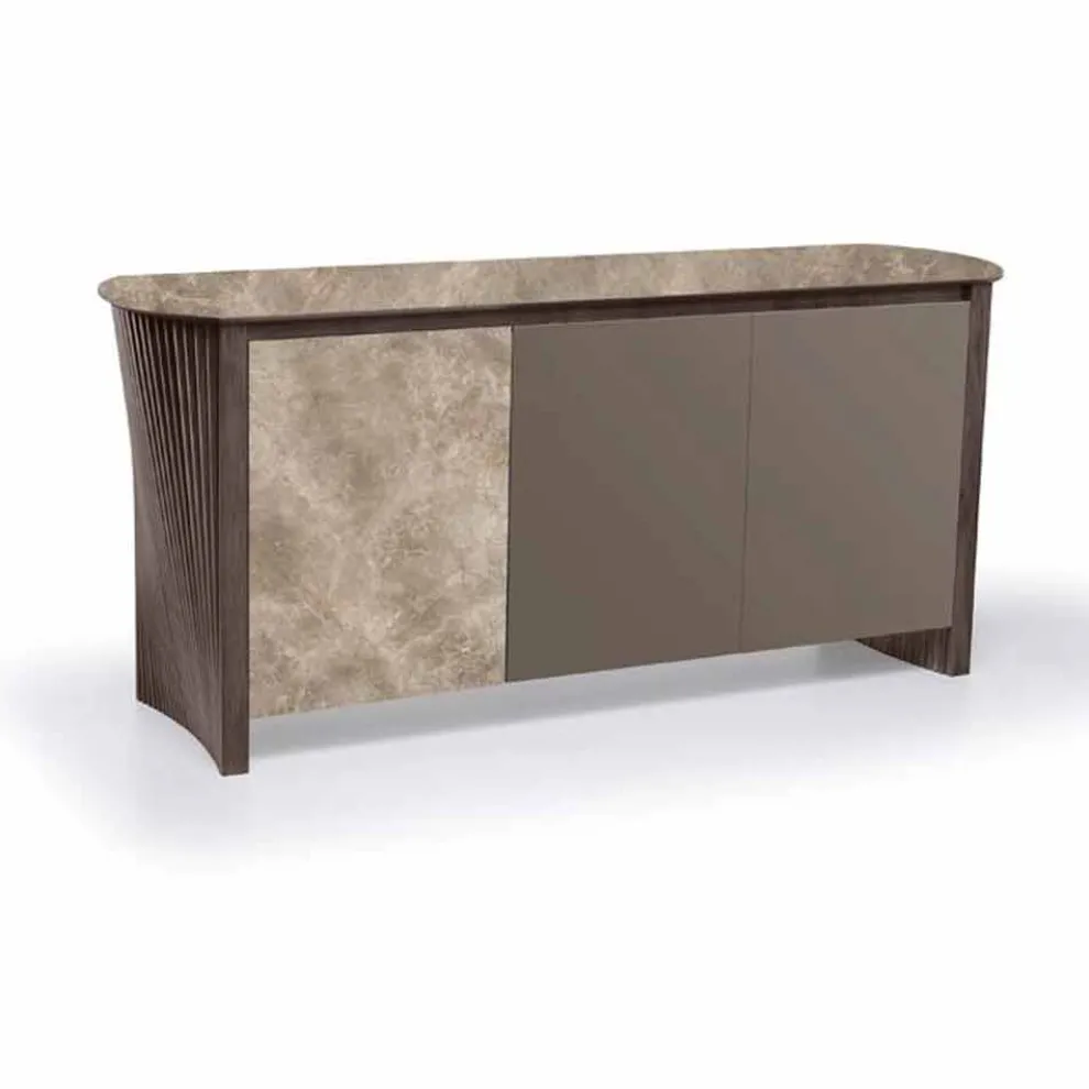 Luxus Sideboard in Gres mit Struktur in Holz und Mdf Made in Italy - Cunea
