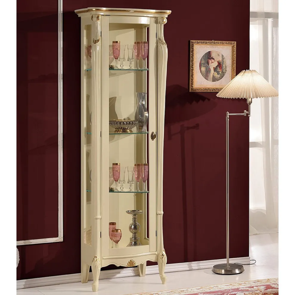 Luxus Wohnzimmer Vitrine aus Holz 1 Tür Made in Italy - Cambrige