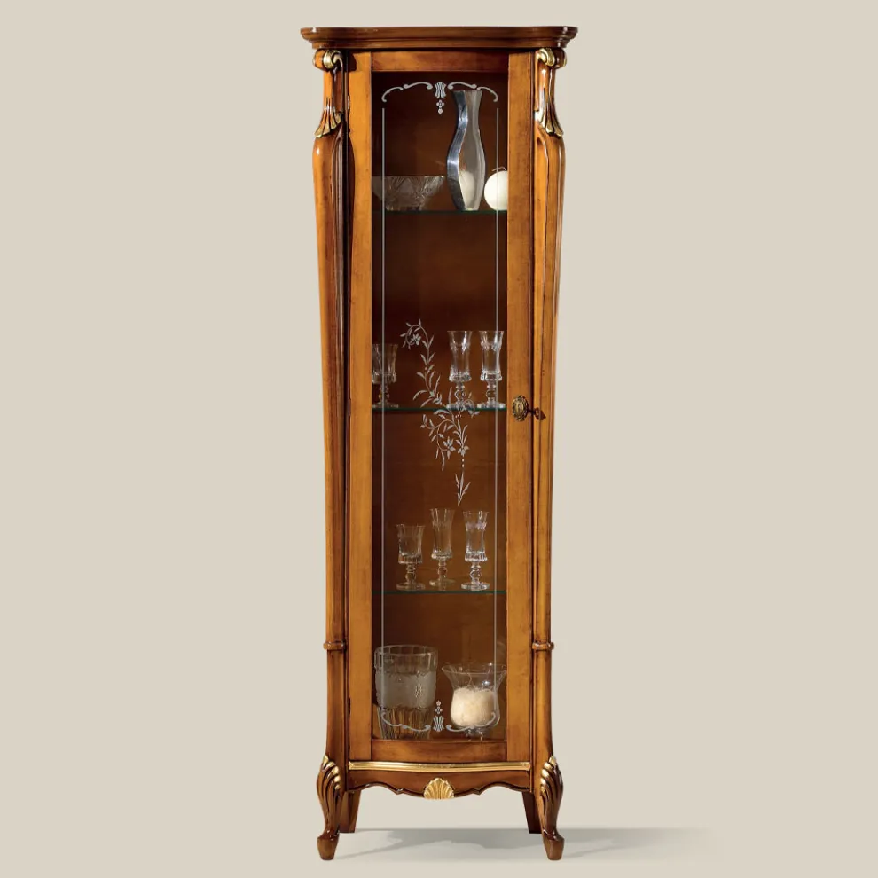Luxus Wohnzimmer Vitrine aus Holz 1 Tür Made in Italy - Cambrige