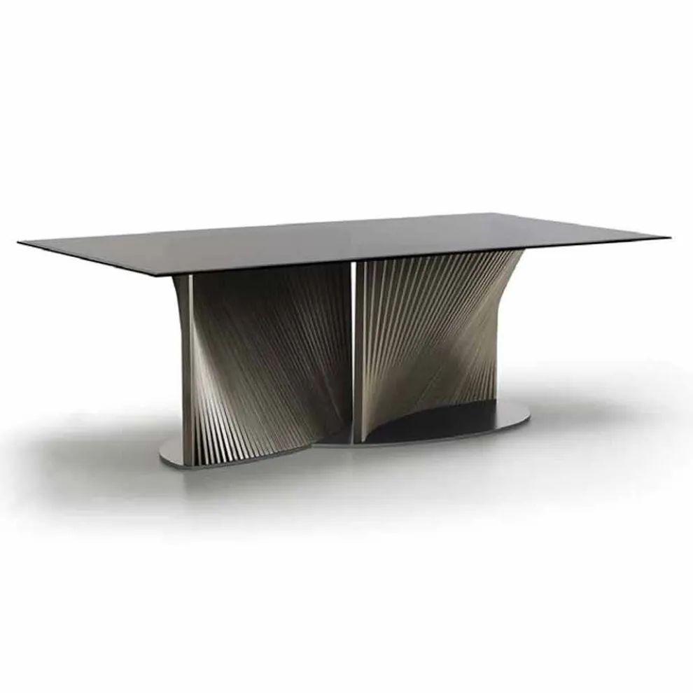 Luxus-Esstisch aus Rauchglas und geölter Esche Made in Italy - Croma