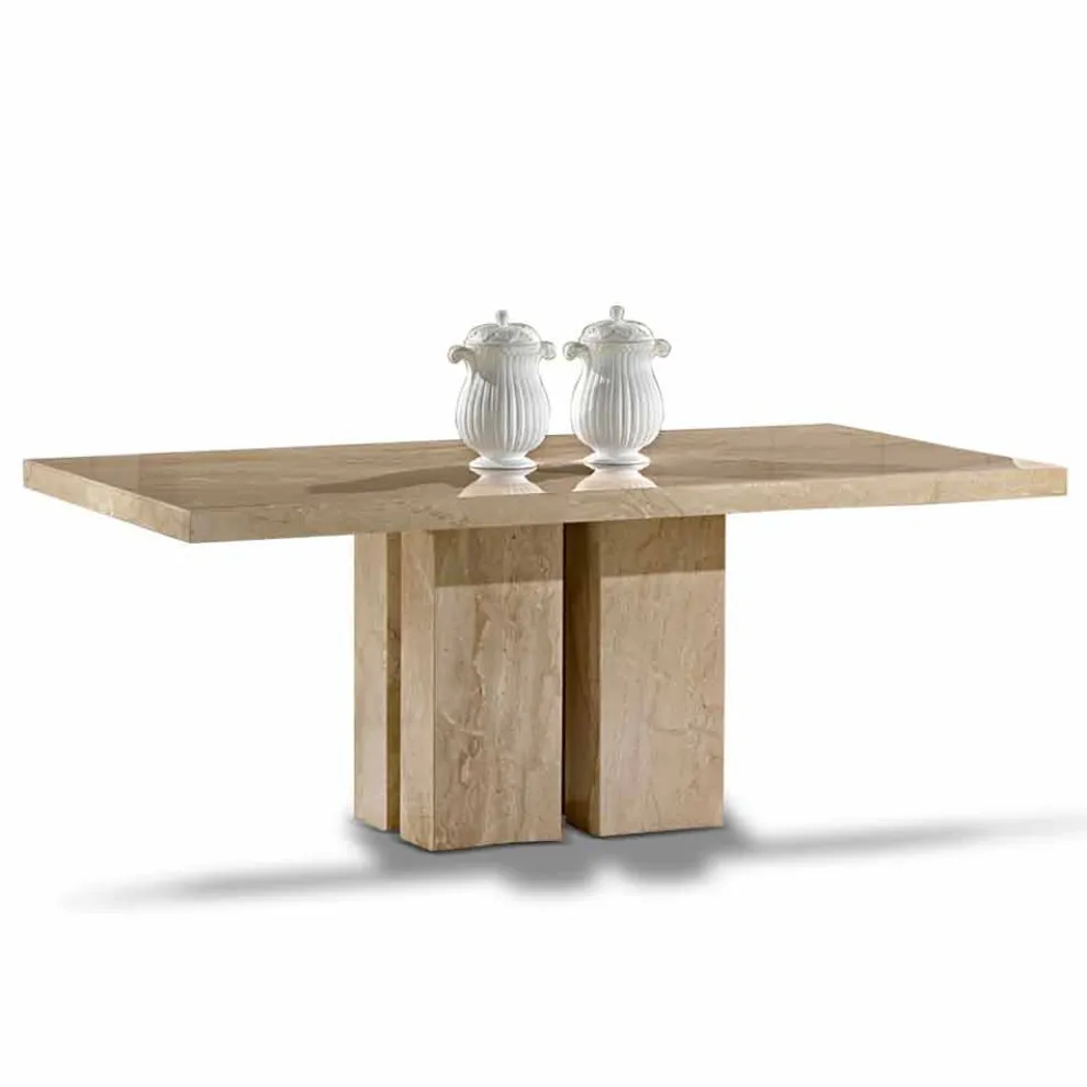 Luxustisch mit modernem Design, Platte aus Daino-Marmor Made in Italy - Zarino