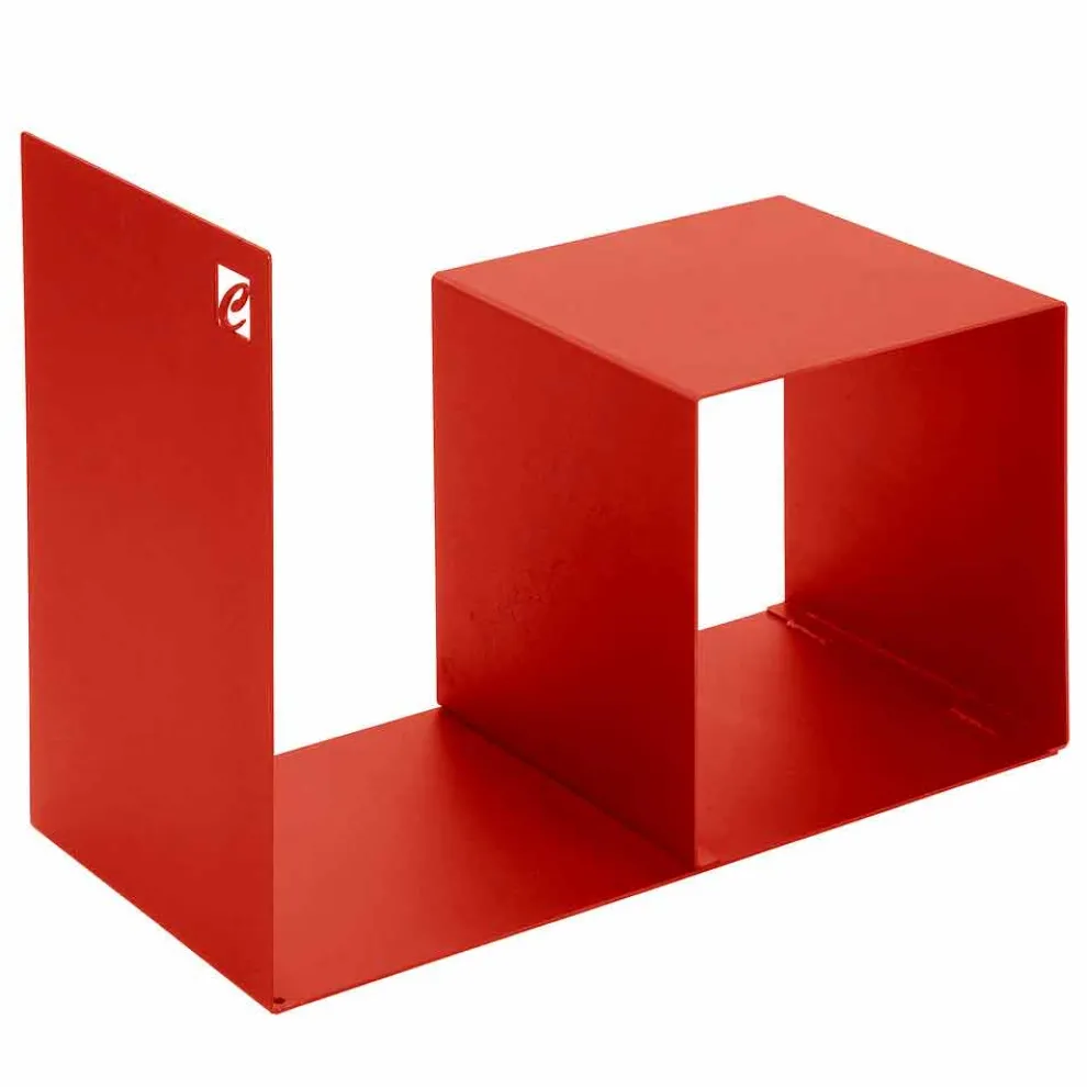 Indoor Holzhalter aus farbigem Stahl mit Couchtisch Made in Italy - Cecio