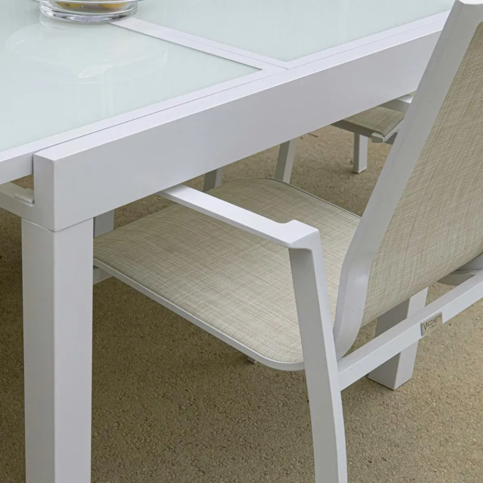 Stapelbarer Gartenstuhl aus Textilene und Aluminium - Foglio