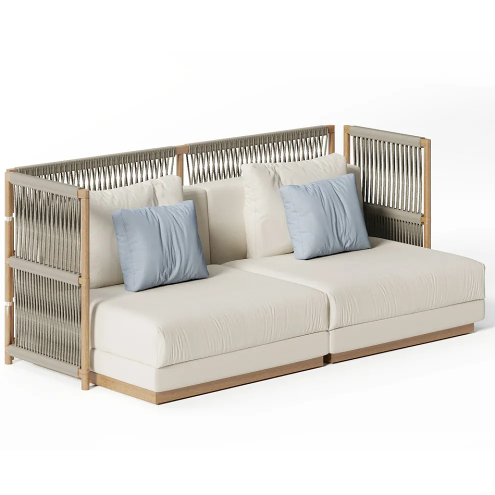 Anbau-Gartensofa mit C-förmiger Struktur aus Holz Made in Italy - Rubik