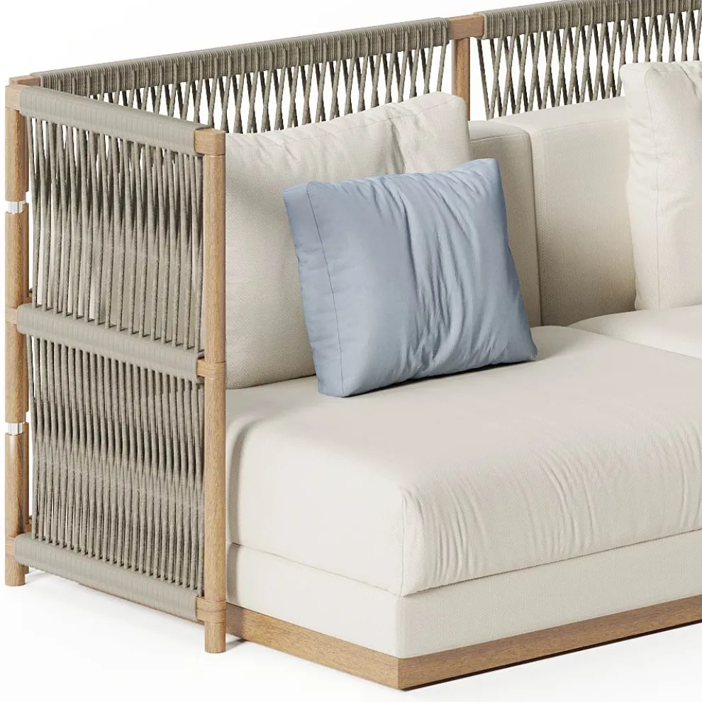 Anbau-Gartensofa mit C-förmiger Struktur aus Holz Made in Italy - Rubik